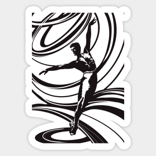 Male Dancer Linoprint in Black and White Sticker